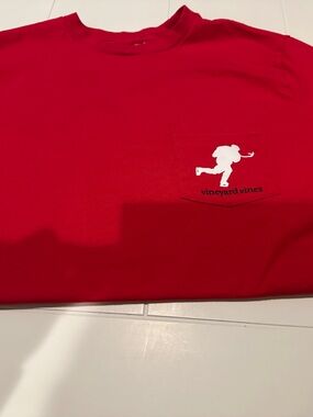 Vineyard Vines Red Short Sleeve Pocket Tee with White Logo